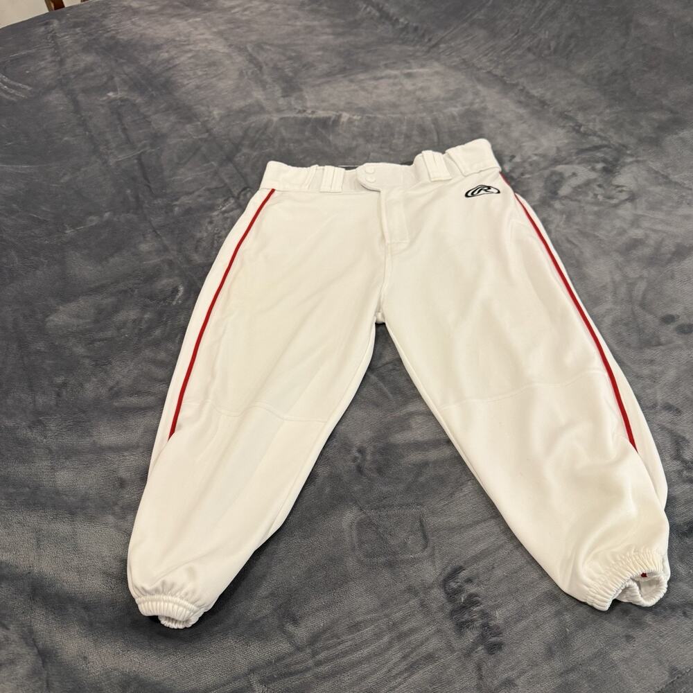 Rawlings Launch Adult Sz M Baseball Pants White Red Piping Knickers LNCHKPP M